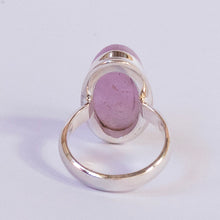 Load image into Gallery viewer, Kunzite Ring | Oval Cabochon | Good colour reasonable Translucency | 925 Sterling Silver | Bezel Set | US Size 6 | Wisdom of the Heart | Taurus Scorpio Leo | Genuine Gems from Crystal heart Melbourne Australia since 1986  