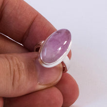 Load image into Gallery viewer, Kunzite Ring | Oval Cabochon | Good colour reasonable Translucency | 925 Sterling Silver | Bezel Set | US Size 6 | Wisdom of the Heart | Taurus Scorpio Leo | Genuine Gems from Crystal heart Melbourne Australia since 1986  