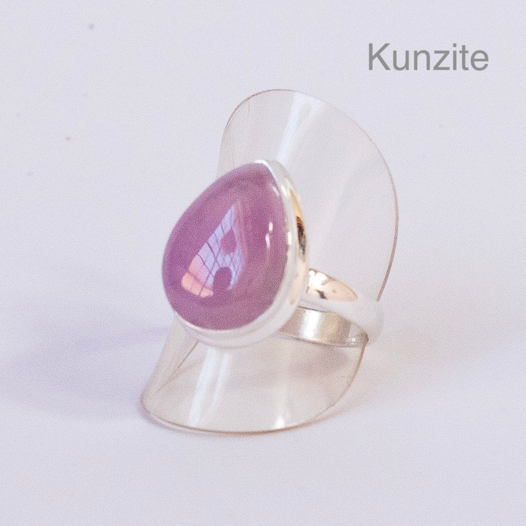 Kunzite Ring | Oval Cabochon | Good colour reasonable Translucency | 925 Sterling Silver | Bezel Set | US Size 7 | AUS Size N1/2 | Wisdom of the Heart | Taurus Scorpio Leo | Genuine Gems from Crystal heart Melbourne Australia since 1986  