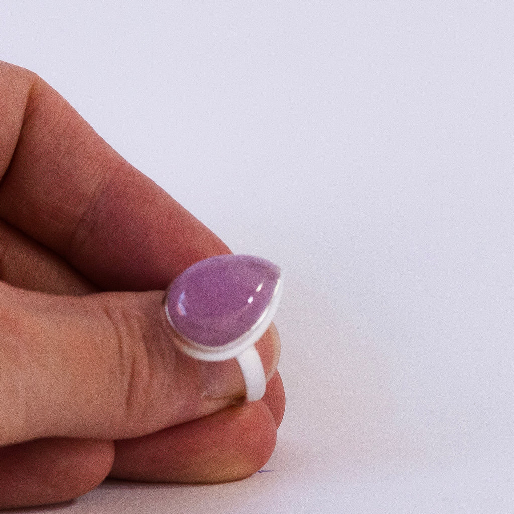 Kunzite Ring | Oval Cabochon | Good colour reasonable Translucency | 925 Sterling Silver | Bezel Set | US Size 6 | Wisdom of the Heart | Taurus Scorpio Leo | Genuine Gems from Crystal heart Melbourne Australia since 1986  