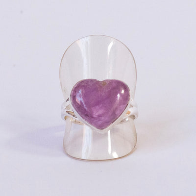 Kunzite Ring | Heart Shaped  Cabochon | Good colour reasonable Translucency | 925 Sterling Silver | Bezel Set | Wisdom of the Heart | Taurus Scorpio Leo | Genuine Gems from Crystal heart Melbourne Australia since 1986  