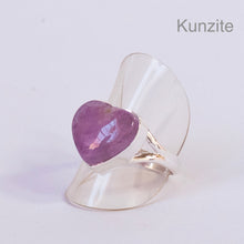 Load image into Gallery viewer, Kunzite Ring | Heart Shaped  Cabochon | Good colour reasonable Translucency | 925 Sterling Silver | Bezel Set | Wisdom of the Heart | Taurus Scorpio Leo | Genuine Gems from Crystal heart Melbourne Australia since 1986  