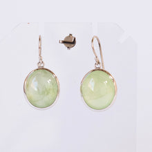 Load image into Gallery viewer, Australian Prehnite Earring | A Grade Oval Cabochon | 925 Sterling Silver |  Nice Setting | See through the eye of the Heart | Libra Star Stone | Genuine Gems from Crystal Heart Melbourne Australia since 1986