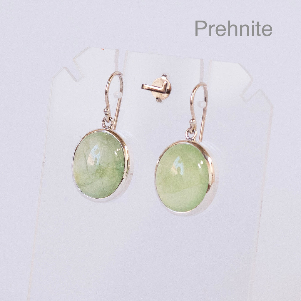 Australian Prehnite Earring | A Grade Oval Cabochon | 925 Sterling Silver |  Nice Setting | See through the eye of the Heart | Libra Star Stone | Genuine Gems from Crystal Heart Melbourne Australia since 1986