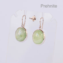 Load image into Gallery viewer, Australian Prehnite Earring | A Grade Oval Cabochon | 925 Sterling Silver |  Nice Setting | See through the eye of the Heart | Libra Star Stone | Genuine Gems from Crystal Heart Melbourne Australia since 1986