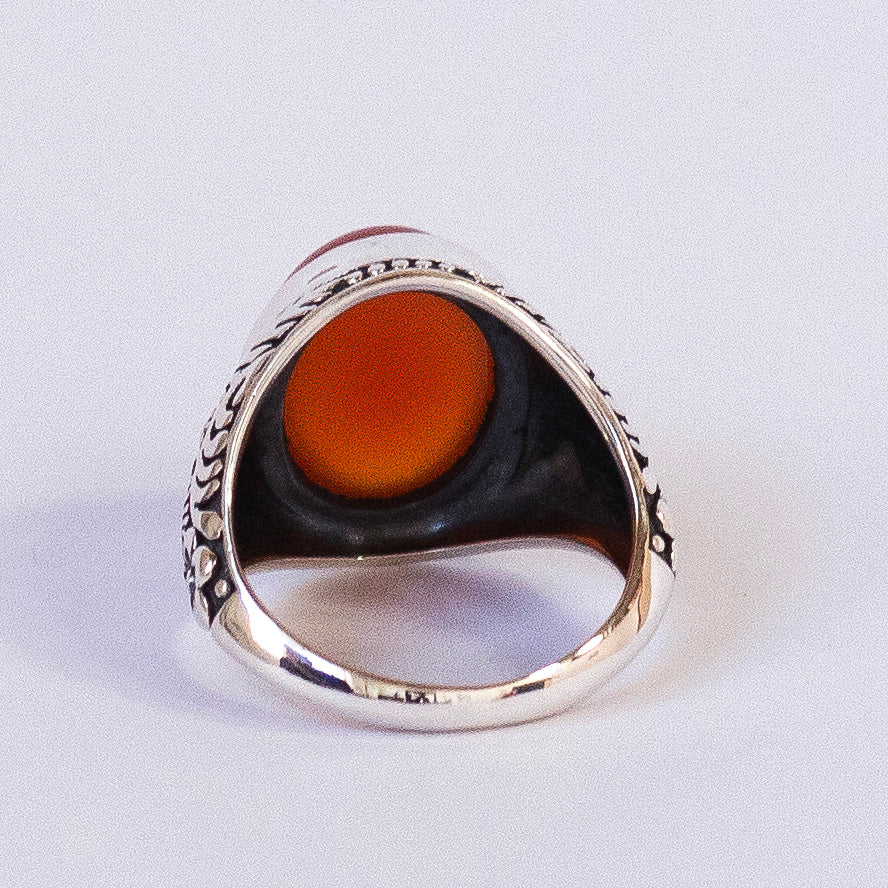 Carnelian Cabochon Ring | 925 Sterling Silver | US Size 8 | Simple Strong Setting | Consistent Color | Creativity Focus | Cancer Leo Taurus | Crystal Heart since 1986