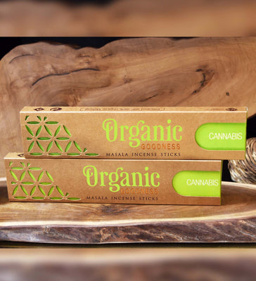Organic Masala Incense Sticks - Cannabis | Handmade | Non toxic | No child labour | Recycled & environmentally friendly | Beautifully Smelling Incense | Satya Sai Baba | Crystal Heart Since 1986 | 