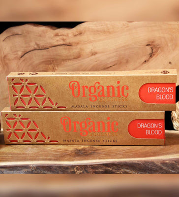 Organic Masala Incense Sticks - Dragon's Blood | Handmade | Non toxic | No child labour | Recycled & environmentally friendly | Beautifully Smelling Incense | Satya Sai Baba | Crystal Heart Since 1986 | 