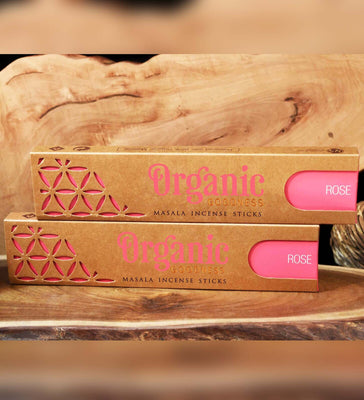 Organic Masala Incense Sticks - Rose | Handmade | Non toxic | No child labour | Recycled & environmentally friendly | Beautifully Smelling Incense | Satya Sai Baba | Crystal Heart Since 1986 | 