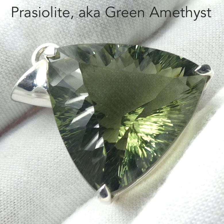 Large Flawless AAA Grade Prasiolite Pendant | 925 Sterling Silver | AKA Green Amethyst | Special Faceting | Simple quality setting that shows off the stone | Genuine Gems from Crystal Heart Melbourne Australia since 1986 