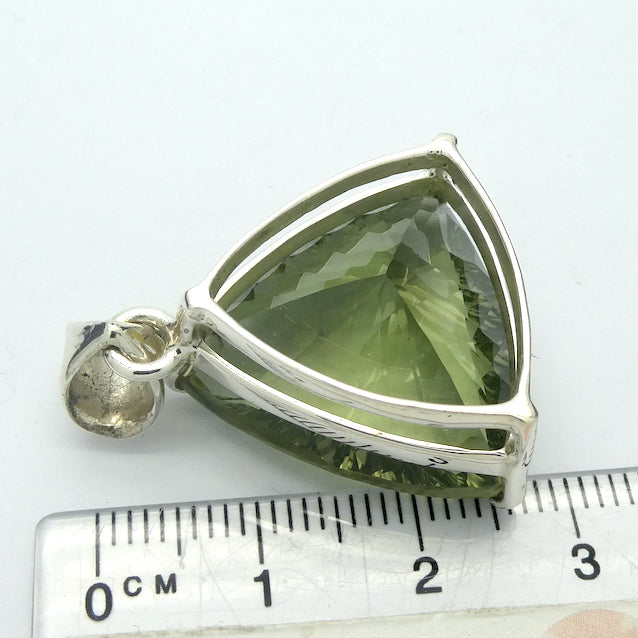 Large Flawless AAA Grade Prasiolite Pendant | 925 Sterling Silver | AKA Green Amethyst | Special Faceting | Simple quality setting that shows off the stone | Genuine Gems from Crystal Heart Melbourne Australia since 1986 