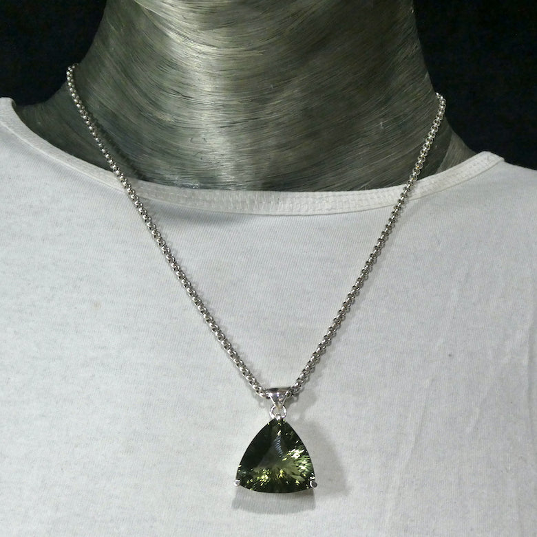 Large Flawless AAA Grade Prasiolite Pendant | 925 Sterling Silver | AKA Green Amethyst | Special Faceting | Simple quality setting that shows off the stone | Genuine Gems from Crystal Heart Melbourne Australia since 1986 