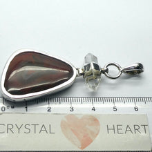 Load image into Gallery viewer, Carnelian Pendant | Subtle Organic Banding | 925 Sterling Silver Setting | Clear Quartz Double Termination above | Creativity Focus | Cancer Leo Taurus | Genuine Gems from Crystal Heart Melbourne Australia since 1986 | AKA Cornelian or Sard 
