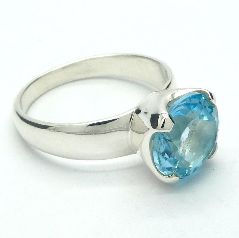 Blue Topaz Ring, Cushion Cut, US Size 6 ,7 or 8.  925 Silver g2