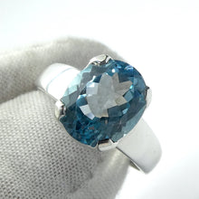 Load image into Gallery viewer, Blue Topaz  Ring | Flawless Faceted Cushion Oval | Sky to Swiss  Blue | 925 Sterling Silver | US Size 6 | 7 | 8 |  9 | Genuine Gems from Crystal Heart Melbourne Australia since 1986