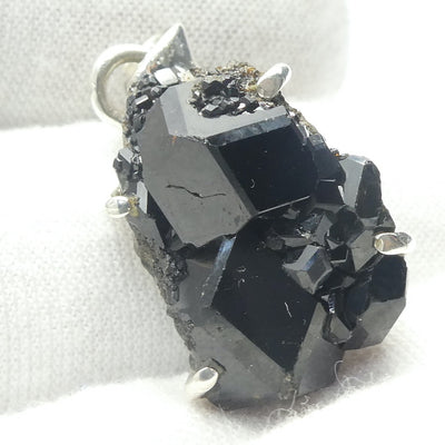 Natural Black Garnet Druse Pendant | Large well formed Crystals | 925 Sterling Silver | Rare Specimen | AKA Melanite | Heart Centred Power with cool clarity | Stamina Strength | repel negativity | Crystal Heart Melbourne Australia since 1986