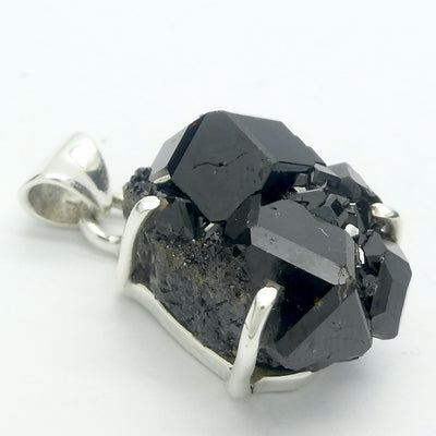 Natural Black Garnet Druse Pendant | Large well formed Crystals | 925 Sterling Silver | Rare Specimen | AKA Melanite | Heart Centred Power with cool clarity | Stamina Strength | repel negativity | Crystal Heart Melbourne Australia since 1986
