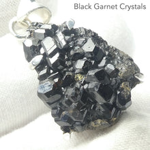 Load image into Gallery viewer, Natural Black Garnet Druse Pendant | Large well formed Crystals | 925 Sterling Silver | Rare Specimen | AKA Melanite | Heart Centred Power with cool clarity | Stamina Strength | repel negativity | Crystal Heart Melbourne Australia since 1986