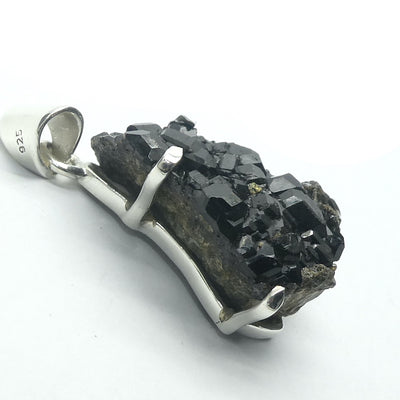 Natural Black Garnet Druse Pendant | Large well formed Crystals | 925 Sterling Silver | Rare Specimen | AKA Melanite | Heart Centred Power with cool clarity | Stamina Strength | repel negativity | Crystal Heart Melbourne Australia since 1986