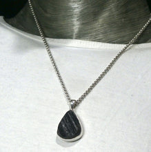 Load image into Gallery viewer, Black Tourmaline Pendant | Natural uncut raw crystal carved into Teardrop | Bezel set | Open Back | 925 Sterling Silver | Star Stone for Virgo Gemini Libra Taurus | Genuine Gems from Crystal Heart Melbourne Australia since 1986