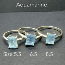 Load image into Gallery viewer, Aquamarine Ring, Faceted Oblong, 925 Sterling Silver
