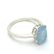 Load image into Gallery viewer, Aquamarine Ring | Faceted Oval | Dainty claw set solitaire | 925 Sterling Silver |  US Size 5, 6.5,  7.5, 8.5, 9.5 |  Emotional uplifts calm and strength | Genuine Gemstones from Crystal Heart Melbourne Australia since 1986