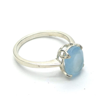Aquamarine Ring | Faceted Oval | Dainty claw set solitaire | 925 Sterling Silver |  US Size 5, 6.5,  7.5, 8.5, 9.5 |  Emotional uplifts calm and strength | Genuine Gemstones from Crystal Heart Melbourne Australia since 1986
