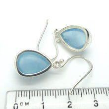 Load image into Gallery viewer, Aquamarine Earrings | Cabochon Teardrops | Bright 925 Sterling Silver Bezel Setting | Emotional uplifts calm and strength | Genuine Gemstones from Crystal Heart Melbourne Australia since 1986