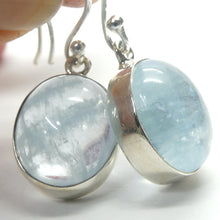 Load image into Gallery viewer, Aquamarine Earrings | Cabochon Ovals | Bright 925 Sterling Silver Bezel Setting | Emotional uplifts calm and strength | Genuine Gemstones from Crystal Heart Melbourne Australia since 1986