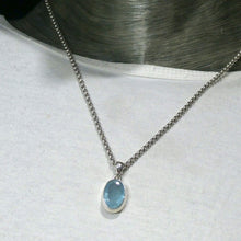 Load image into Gallery viewer, Aquamarine Gemstone Pendant | Faceted Oval | 925 Sterling Silver | Nice Blue with reasonable transparency | Bezel Set | Open Back | Peaceful emotional guidance and integration | Flow through obstacles | Genuine Gemstones from Crystal Heart Melbourne Australia since 1986