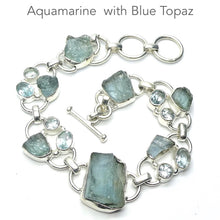 Load image into Gallery viewer, Aquamarine Raw Nuggets Bracelet with Faceted Blue Topaz | Good Colour and Translucency | Adjustable length | Genuine Gems from Crystal Heart Australia since 1986