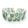 Aquamarine Raw Nuggets Bracelet | Bezel Set in a double line | Good blue green Colour and Transparency | Adjustable length | Genuine Gems from Crystal Heart Australia since 1986