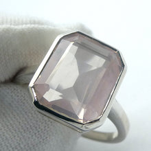Load image into Gallery viewer, Rose Quartz Gemstone Ring | Emerald Cut | Super Clear Madagascar Material | 925 Sterling Silver | US Size 6 | 6.5 | 7 | 7.5 | 8.5 |  Star Stone Taurus Libra  | Genuine Gemstones from Crystal Heart Melbourne since 1986 