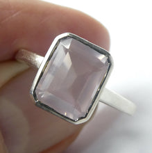 Load image into Gallery viewer, Rose Quartz Gemstone Ring | Faceted Emerald Cut | Super Clear Madagascar Material | 925 Sterling Silver | US Size 6, 7, 7,5, 8.5 | Star Stone Taurus Libra  | Genuine Gemstones from Crystal Heart Melbourne since 1986 