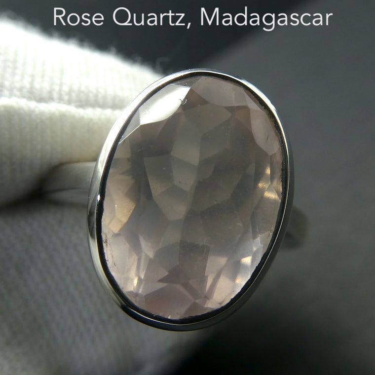 Rose Quartz Ring, AAA Grade Oval Cut, 925 Sterling Silver, s3