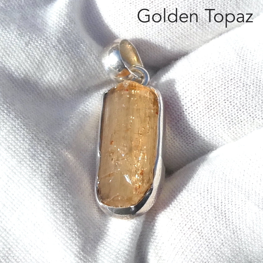 Golden Topaz Pendant | Raw Gem Quality Crystal | Simple Open Back Bezel Setting | 925 Sterling Silver | Scorpio Stone | Warm fulfilling healing energy | Emotional independence | Manifestation | Genuine Gems from Crystal Heart Melbourne since 1986