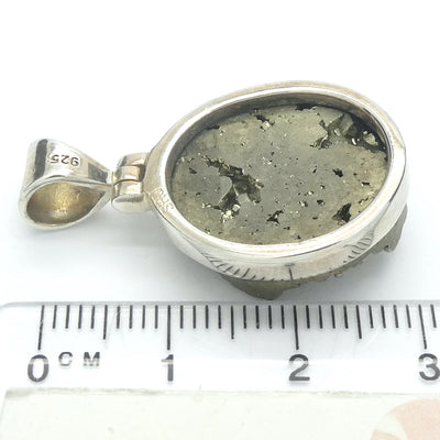 Peruvian Pyrites Cluster Pendant | AKA Fools Gold | 925 Silver | Well formed Golden Natural Crystals | Heart Shield Protection | Prosperity | Practical Intuition | Genuine Gemstones from Crystal Heart Melbourne since 1986