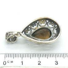Load image into Gallery viewer, Pendant Smoky Quartz  | Mellow | Faceted Teardrop | 925 Sterling Silver | Wide detailed silver border | Antique look | Base Chakra | Physical and emotional harmony and balance | Sagittarius Capricorn stone | Genuine Gems from Crystal Heart Melbourne Australia since 1986