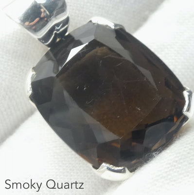 Pendant Smoky Quartz  | Mellow dark honey | Faceted Oblong | 925 Sterling Silver | Base Chakra | Physical and emotional harmony and balance | Sagittarius Capricorn stone | Genuine Gems from Crystal Heart Melbourne Australia since 1986