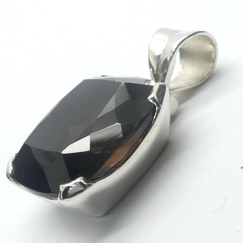 Pendant Smoky Quartz  | Mellow dark honey | Faceted Oblong | 925 Sterling Silver | Base Chakra | Physical and emotional harmony and balance | Sagittarius Capricorn stone | Genuine Gems from Crystal Heart Melbourne Australia since 1986