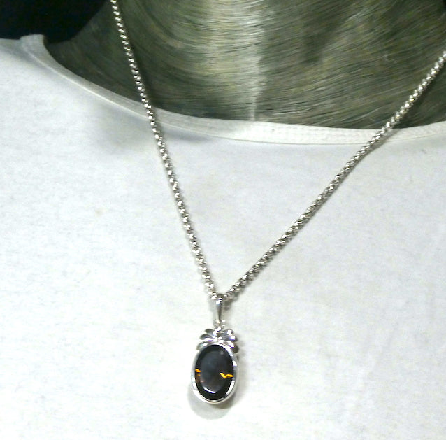 Pendant Smoky Quartz  | Mellow dark honey | Faceted Oval | 925 Sterling Silver | Base Chakra | Physical and emotional harmony and balance | Sagittarius Capricorn stone | Genuine Gems from Crystal Heart Melbourne Australia since 1986