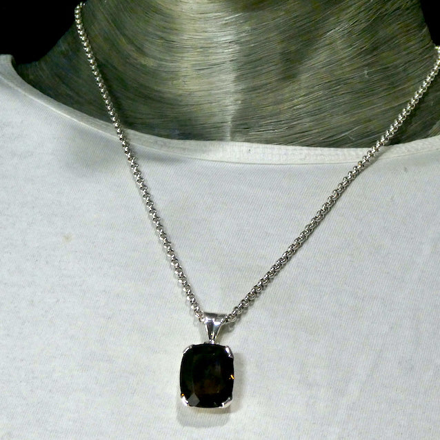 Pendant Smoky Quartz  | Mellow dark honey | Faceted Oblong | 925 Sterling Silver | Base Chakra | Physical and emotional harmony and balance | Sagittarius Capricorn stone | Genuine Gems from Crystal Heart Melbourne Australia since 1986