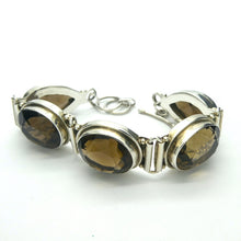 Load image into Gallery viewer, Smoky Quartz Bracelet | Large Faceted Ovals and Teardrops | Sturdy stepped bezel settings | Toggle Clasp | 925 Sterling Silver | 160 - 175 mm | Grounding | Emotionally Healing | Spiritual Empowerment | Genuine Gems from Crystal Heart Melbourne Australia since 1986