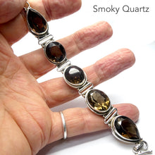 Load image into Gallery viewer, Smoky Quartz Bracelet | Large Faceted Ovals and Teardrops | Sturdy stepped bezel settings | Toggle Clasp | 925 Sterling Silver | 160 - 175 mm | Grounding | Emotionally Healing | Spiritual Empowerment | Genuine Gems from Crystal Heart Melbourne Australia since 1986