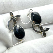 Load image into Gallery viewer, Smoky Quartz Earrings | Large Faceted Oval, 3 small Marquises | 925 Sterling Silver | Grounding | Emotionally Healing | Spiritual Empowerment | Genuine Gems from Crystal Heart Melbourne Australia since 1986 | Aka Cairngorm Stone or Morion