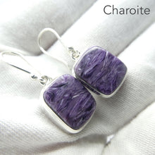 Load image into Gallery viewer, Charoite Earrings |  Oblong Cabochon | 925 Sterling silver | Awaken Spiritual Powers | Courage on the Path | Genuine Gemstones from Crystal Heart Melbourne Australia since 1986