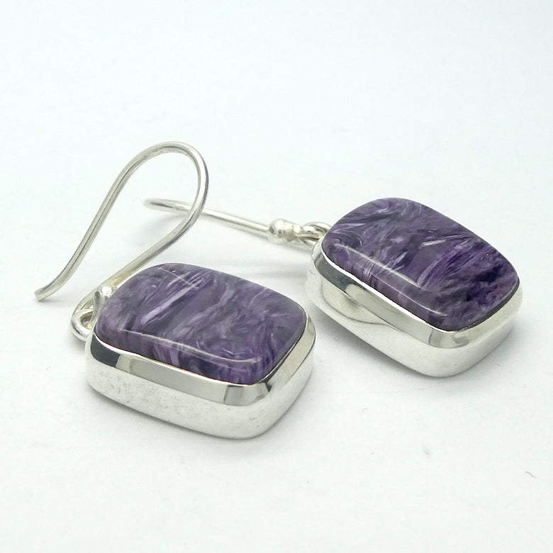 Charoite Earrings |  Oblong Cabochon | 925 Sterling silver | Awaken Spiritual Powers | Courage on the Path | Genuine Gemstones from Crystal Heart Melbourne Australia since 1986