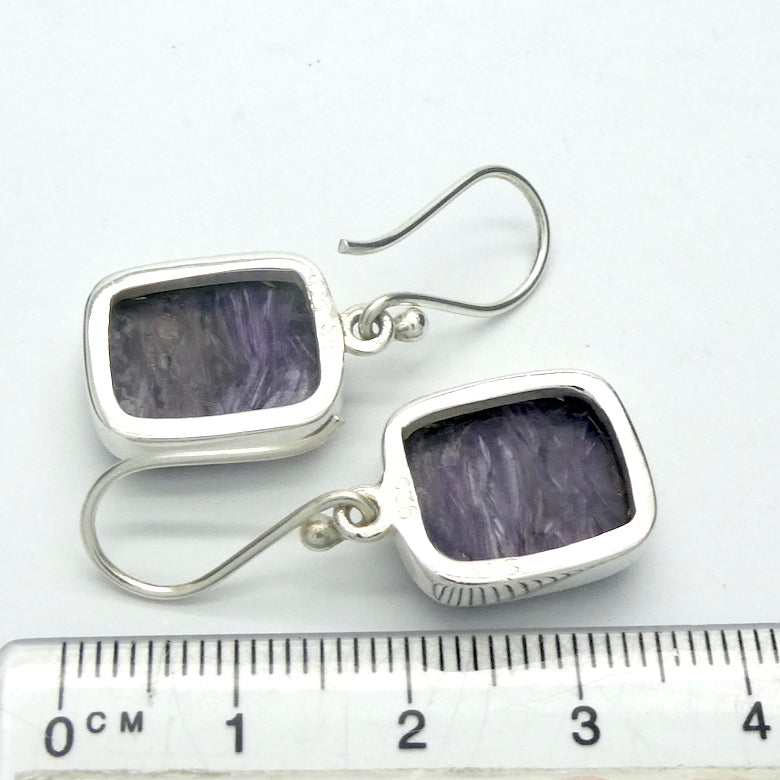 Charoite Earrings |  Oblong Cabochon | 925 Sterling silver | Awaken Spiritual Powers | Courage on the Path | Genuine Gemstones from Crystal Heart Melbourne Australia since 1986