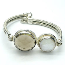 Load image into Gallery viewer, Smoky Quartz Bracelet | Large Faceted Smoky Quartz with Biwa Pearl | 925 Sterling Silver | Bracelet width 60 to 65 mm | Grounding | Emotionally Healing | Spiritual Empowerment | Genuine Gems from Crystal Heart Melbourne Australia since 1986