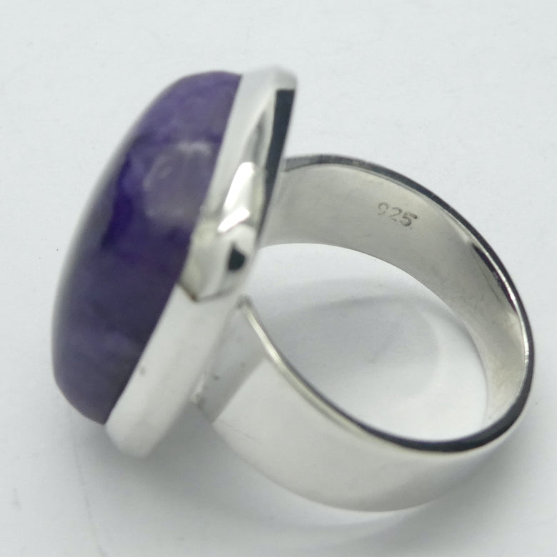 Charoite Ring Oval Cabochon | 925 Sterling silver | US Ring Size 7.25 | AU Size O | Awaken Spiritual Powers | Courage on the Path | Genuine Gemstones from Crystal Heart Melbourne Australia since 1986